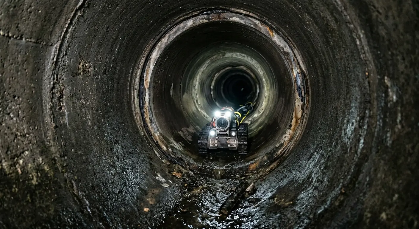 Robotic sewer camera inspecting pipe interior for Sewer Line Cleaning in District Heights